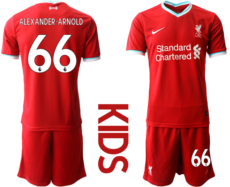 Youth 2020-2021 club Liverpool home #66 red Soccer Jerseys